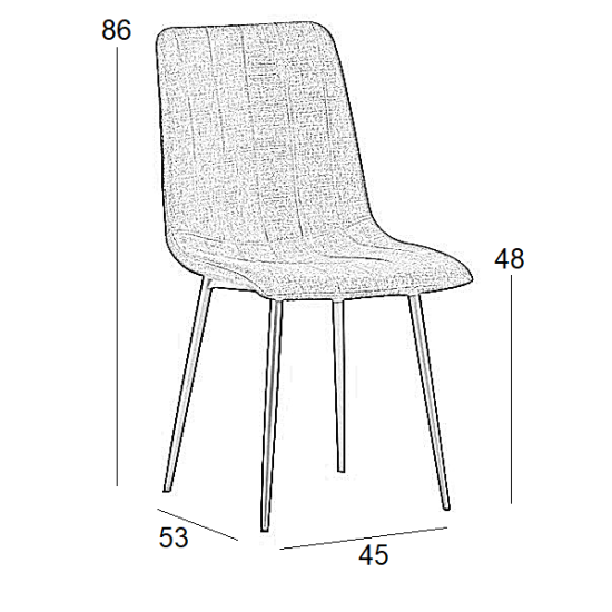 Καρέκλα Τραπεζαρίας 4Τμχ Dora Beige Ύφασμα 45X53X48-86Εκ.